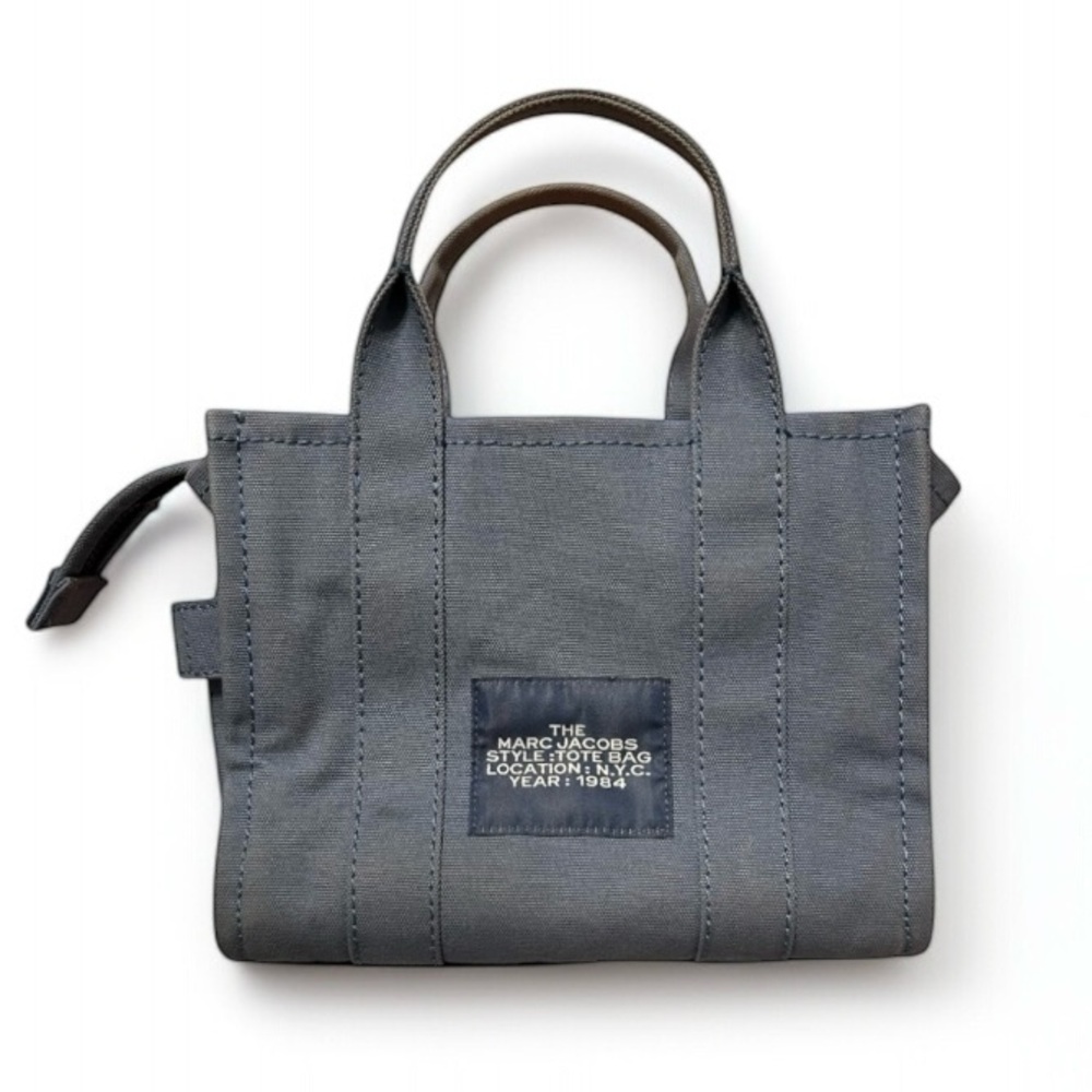 Marc Jacobs The Tote Bag Canvas Mini Tote in Slate blue with Cream Logo - Picture 3 of 16